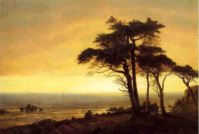 Albert Bierstadt The Sunset at Monterey Bay the California Coast Sweden oil painting art
